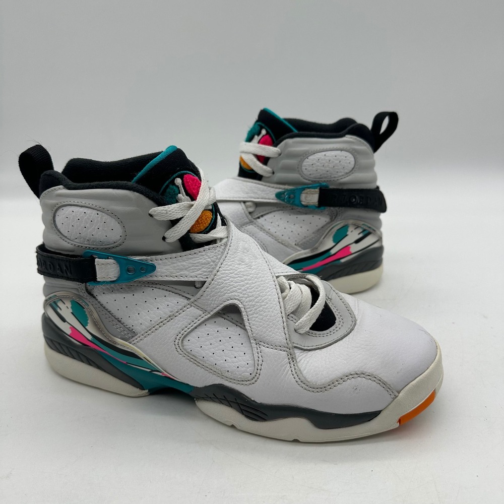 Nike 305368-113 Kids 6Y Air Jordan 8 Retro Shoes South Beach Basketball Sneakers